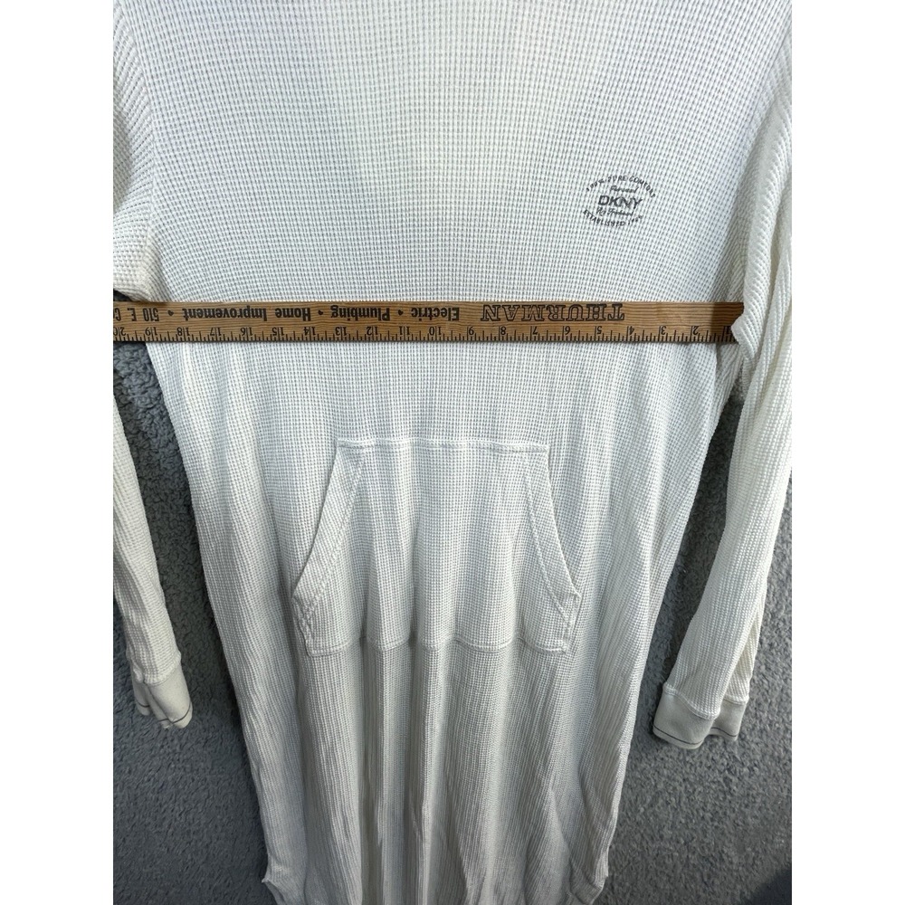DKNY Womens L White Waffle‎ Knit Hooded Sleep Shirt Lounge Dress - Picture 8 of 11